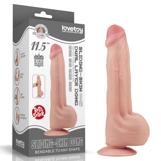 Realistyczne dwuwarstwowe dildo King Sized Sliding Skin Dual 11,5"