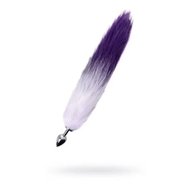 Metal anal plug with colourful faux fur tail