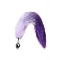 Metal anal plug with colourful faux fur tail