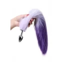 Metal anal plug with colourful faux fur tail