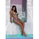 Rainbow stripe mini dress