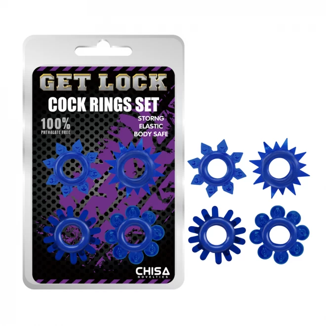 Get Lock Cock Rings Set-Blue