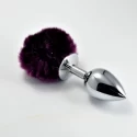 Large Silver Plug+Pompon Purple