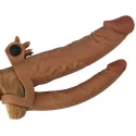 Add 2" Vibrating Double Penis Sleeve Brown