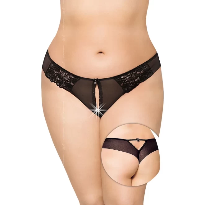 Zmysłowe stringi z rozcięciem - Plus Size (2 kolory)