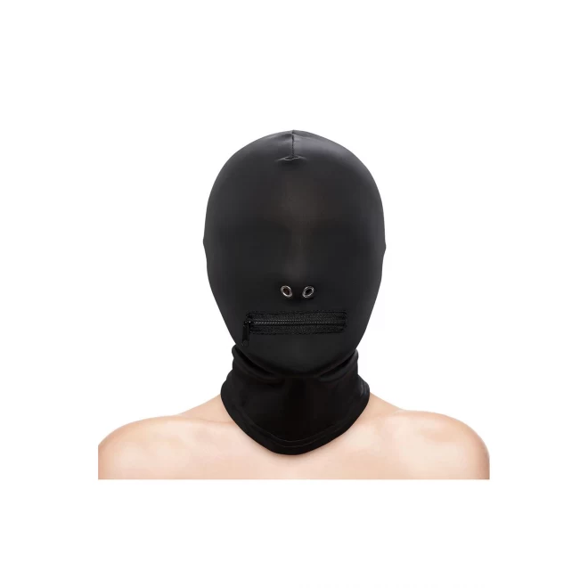 FETISH & FASHION ZIPPERED MOUTH HOOD BLACK