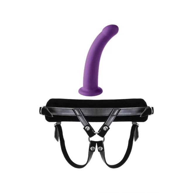 VIRGITE UNIVERSAL HARNESS WITH PURPLE DILDO SIZE M PURPLE