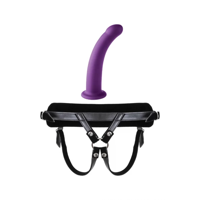 VIRGITE UNIVERSAL HARNESS WITH PURPLE DILDO SIZE L PURPLE