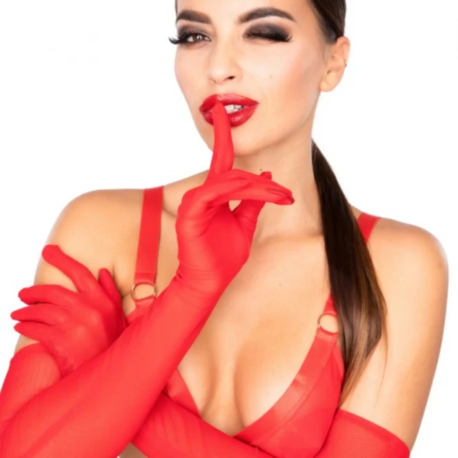 Rękawiczki za łokieć prześwitujące i długie Kinky Diva Seductive Gloves