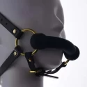Uprząż na głowę z kneblem i smyczą Upko Leather Head Restraint