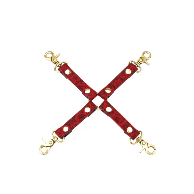Liebe seele uprząż kinbaku ukiyoe red rosy leather hogtie