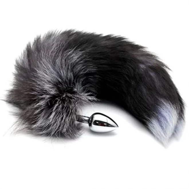 Alive korek analny lisi ogon black & white fox tail l