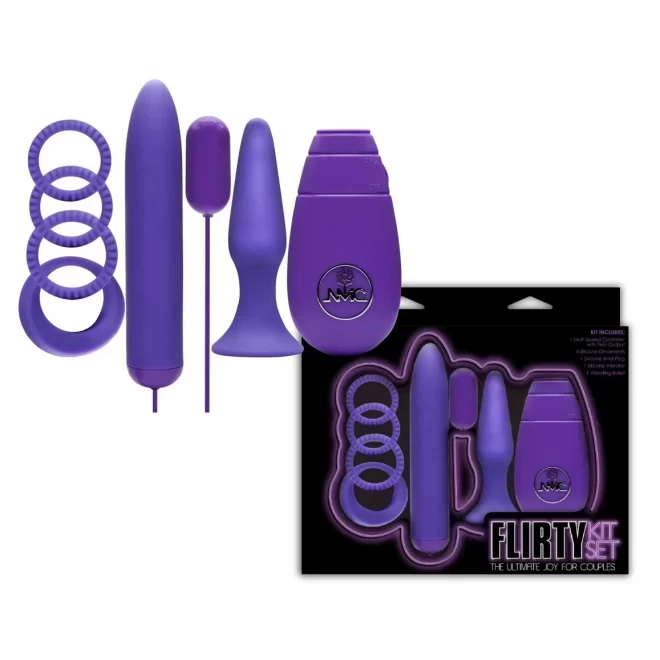 Flirty kit set, 8er set,vibe & penisringe &bullet&plug,lila