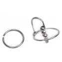 Ribbed urethral plug ring Ø 28 mm. insertable 39 mm. Ø 7 mm.