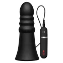 Vibrating silicone butt plug ridged 20 cm. (8 inch) - black