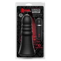 Vibrating silicone butt plug ridged 20 cm. (8 inch) - black