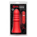 Vibrating silicone butt plug ridged 20 cm. (8 inch) - black