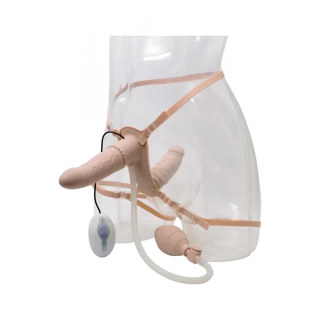 Podwójny, pompowany, silikonowy starp-on Double Vibrating Strap-on