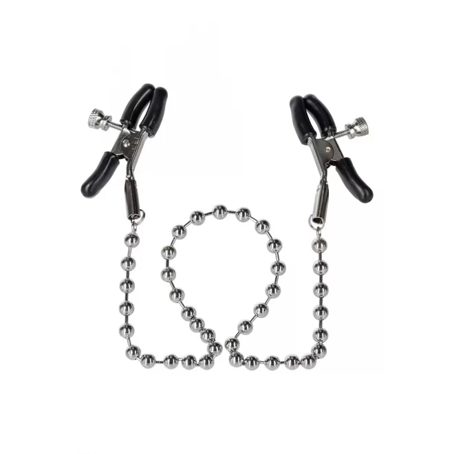 Klamerki na sutki z łańcuszkiem Nipple Clamps Silver Beaded