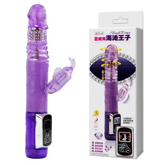 Jelly clit vibe with pearls, vibr, rotat. up&down, purple, 24cm