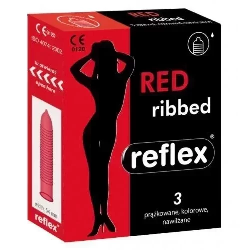 Prezerwatywy Reflex Red Ribbed 3 szt.