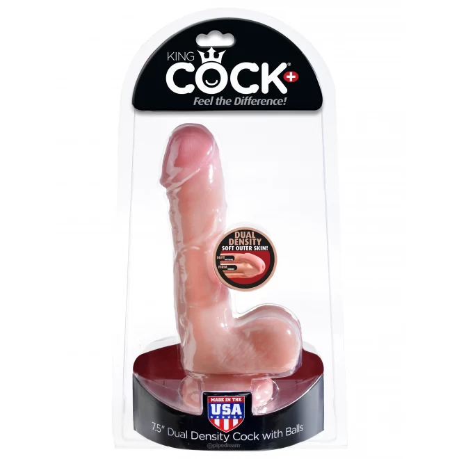 King cock with balls + dual density 19.05 cm. (7.50 inch) -