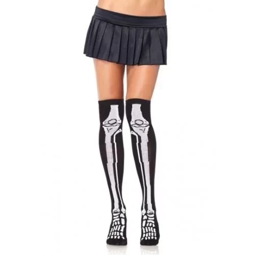 Zakolanówki z unikalnym nadrukiem Skeleton Over The Knee Socks