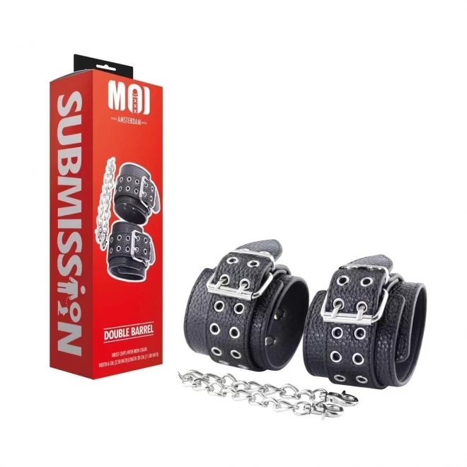 Double barrel | wrist cuffs with iron chain