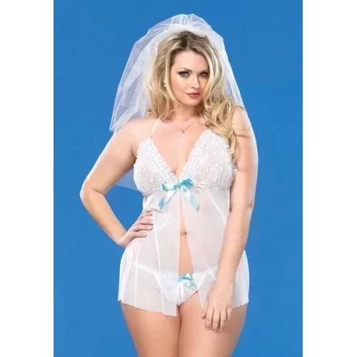 Niewinne przebranie Mesh Babydoll & G-String