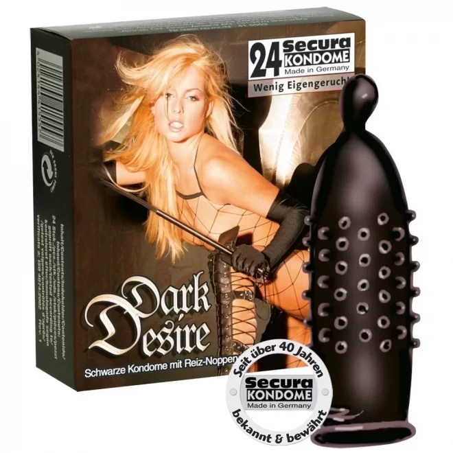 Czarne prezerwatywy z wypustkami Secura Dark Desire 24szt
