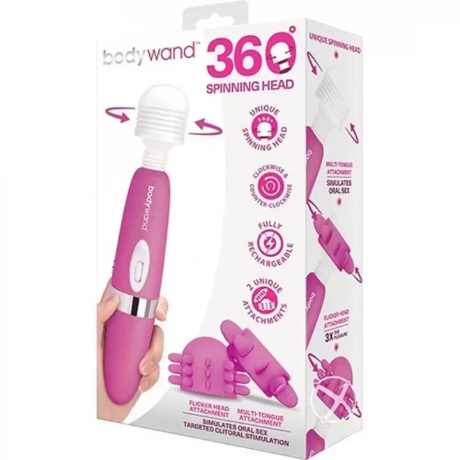 Wibrator z wymiennymi końcówkami Bodywand 360° Spinning head
