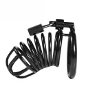 Stainless steel black spiral chastity cage - black