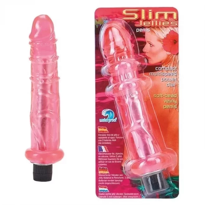Gorący żelowy wibrator Slim jellies penis vibe - hot