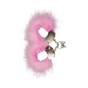 Śmieszna zabawka-kadanki - Metallic Handcuffs,Feather Cov.. Pink