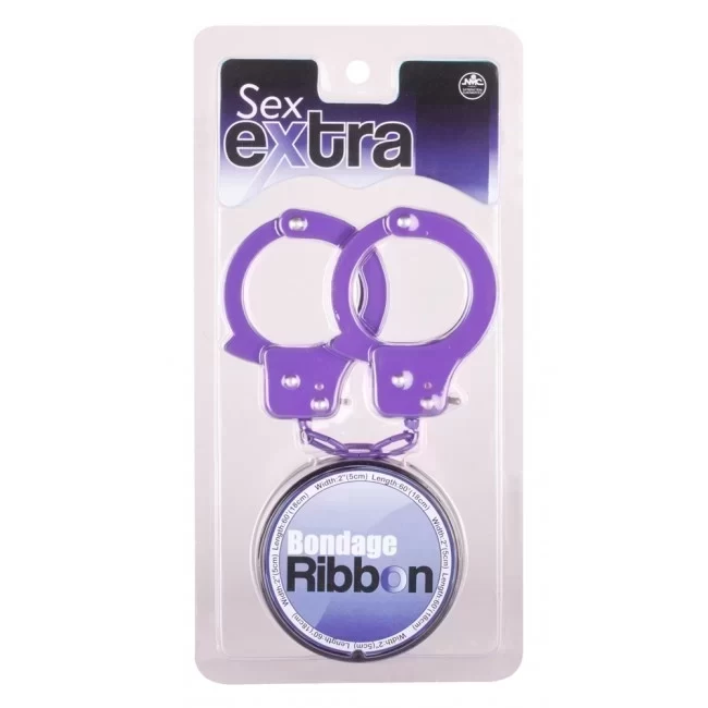 Purple Sex Extra PVC Ribbon and Handcuffs