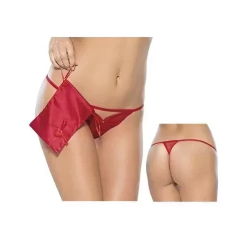 Otwarte stringi z ozdobną torebką Open crotch string with bag