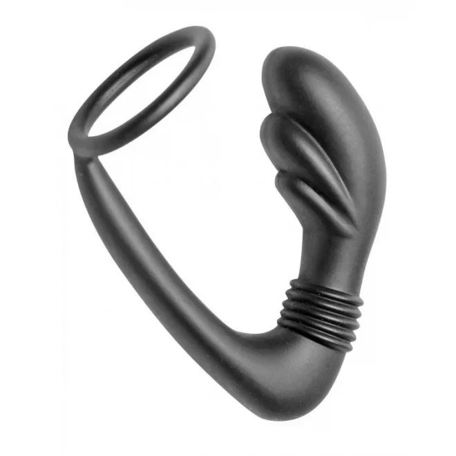 Stymulator punktu P z pierścieniem na penisa Cobra Silicone P-Spot Massager And Cock Ring - Black.