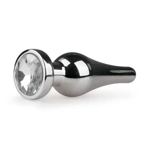 Silver Butt Plug with clear crystal