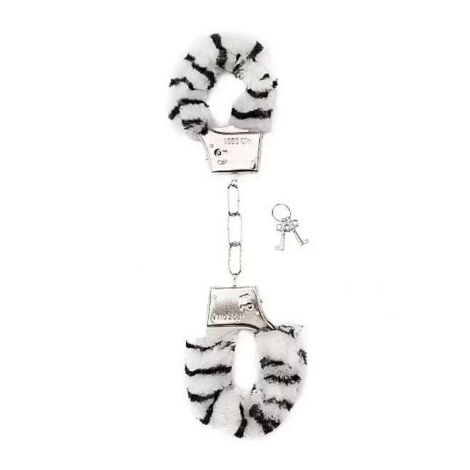 Mięciutkie kajdanki Furry handcuffs - zebra