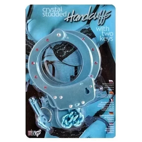 Niebieskie kajdanki Crystal Studded Handcuffs