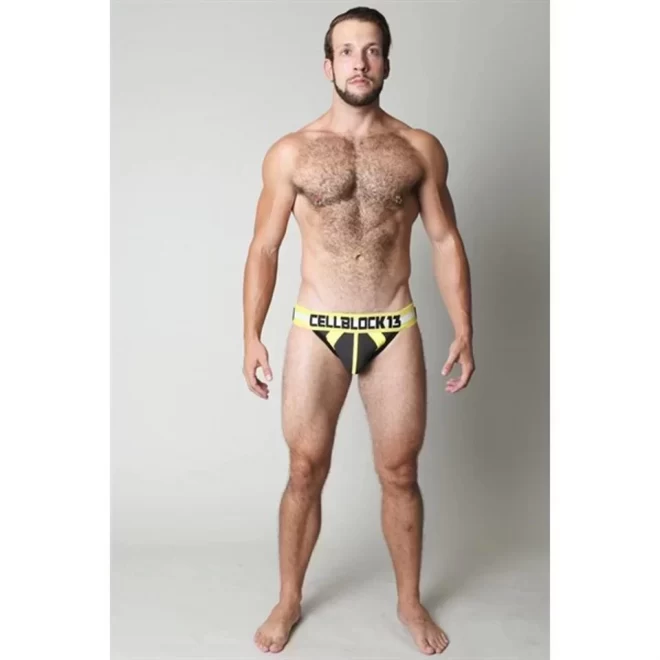 Parolee neoprene jock - black/yellow - l