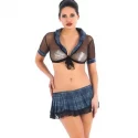 Vixson Translucent Schoolgirl Costume - Blue/Black