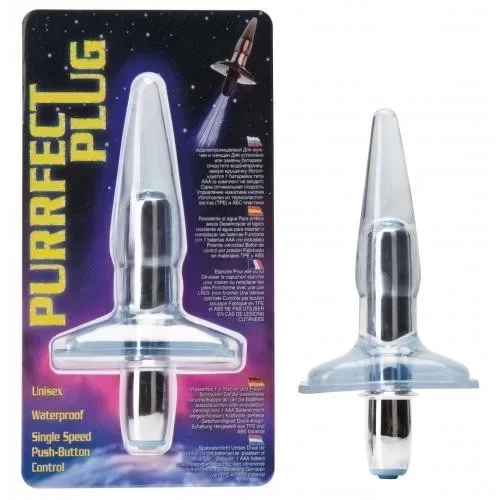 Plug analny z wibracjami Purrfect Plug Hellblau