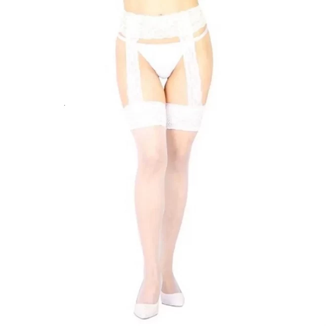 Vixson Lace Garterbelt With Stockings - White