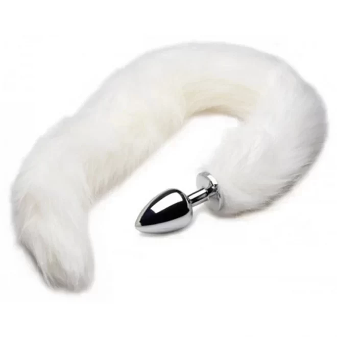 Extra Long Arctic Mink Tail Metal Anal Plug