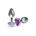 Bejeweled heart stainless steel plug - violet