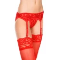Lace garterbelt and g-string - red