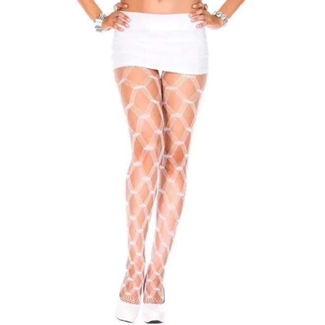 Seamless pantyhose with multi strands design - white