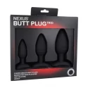 Nexus butt plug trio 3 - solid silicone - s + m + l - black