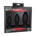 Nexus butt plug trio 3 - solid silicone - s + m + l - black